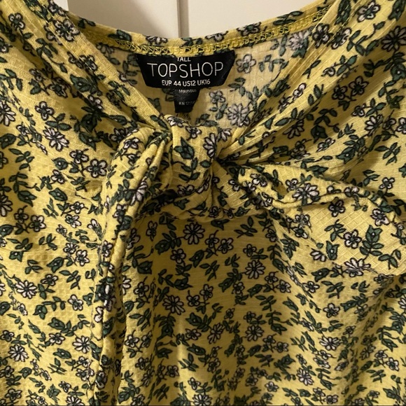 Topshop TALL Ditsy Knot Front Dress in yellow, Size 12 🎀 - Picture 2 of 5